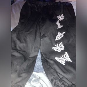 black butterfly sweatpants. new and never worn